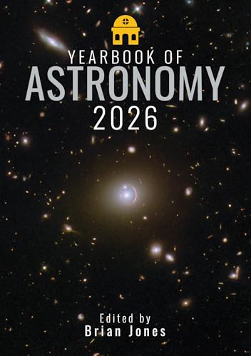 Yearbook of Astronomy 2026 cover with a galactic image and white text.