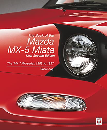 Book cover featuring the front headlight and turn signal of a red Mazda Miata.