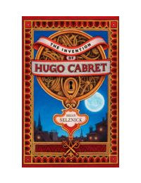 Book cover for "The Invention of Hugo Cabret" with ornate, mechanical imagery.