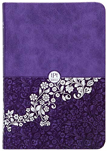 Violet leather-bound Bible with floral design and “tPt” logo.
