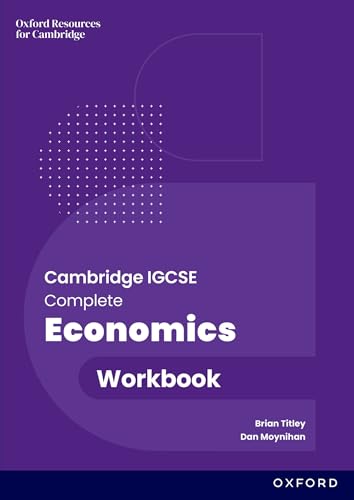 Purple workbook cover with white text: "Cambridge IGCSE Complete Economics Workbook".