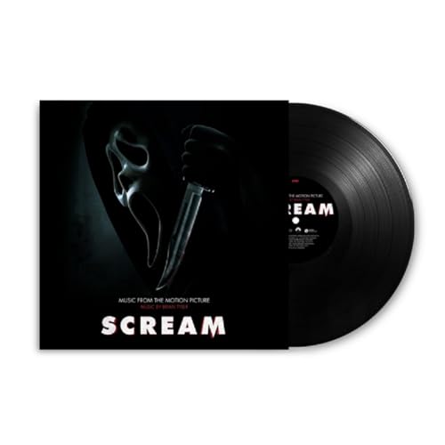 Scream" soundtrack vinyl record with Ghostface mask album art.
