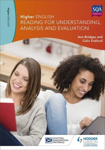 Textbook cover with two smiling students and title “Higher English.”
