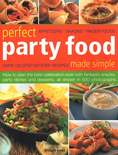 Cookbook cover featuring colorful party food images and bold text.