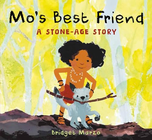 Book cover: a young boy with a wolf-like dog in a prehistoric setting.
