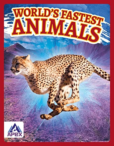 Book cover titled World's Fastest Animals featuring a cheetah running through a landscape.