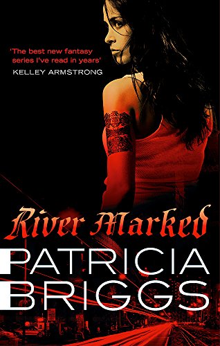 Book cover: woman with dark hair and red arm tattoo, titled “River Marked”.