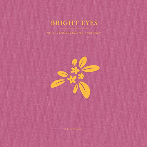 Bright Eyes album cover: pink textured background with yellow floral design.