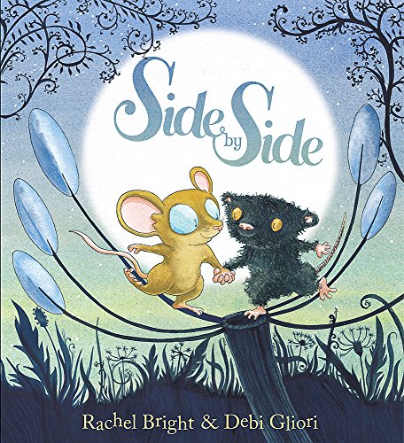 Book cover: two mice holding hands on a branch under a full moon.