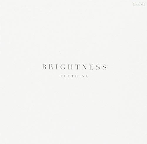 CD cover for "Teething" with minimalist text on a white background.