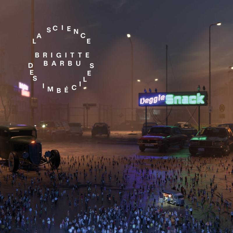 CD cover for Brigitte Barbu’s “La Science Des Imbeciles” with a nighttime parking lot scene.