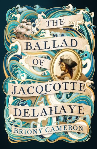 Book cover: portrait of a woman in a hat, ship, and waves.