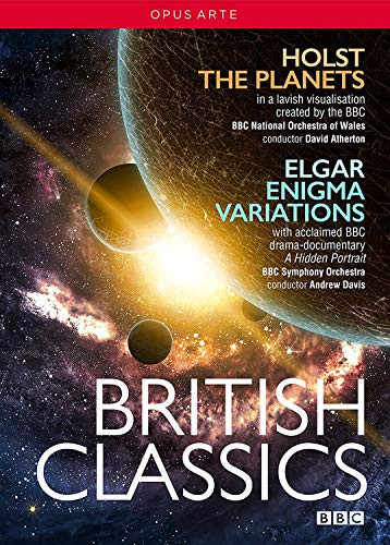 DVD cover for “British Classics” featuring planets and orchestral composers.