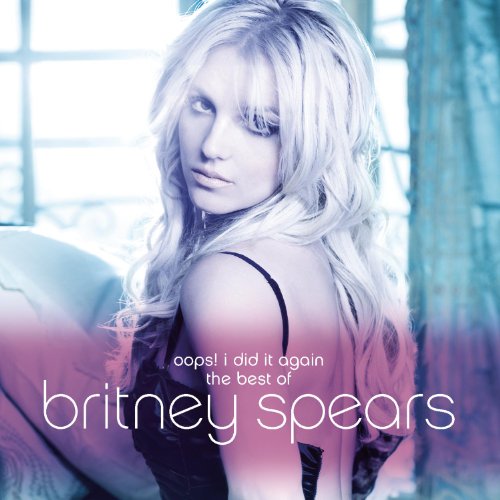 Britney Spears looking over her shoulder on a blue-tinted album cover.