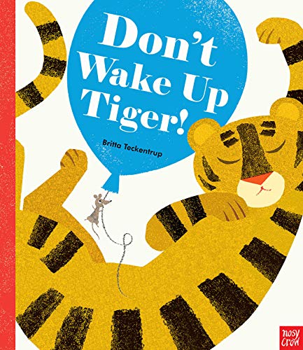 Book cover: sleeping tiger with a tiny mouse and speech bubble.