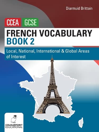 French vocabulary textbook cover with Eiffel Tower and map of France.