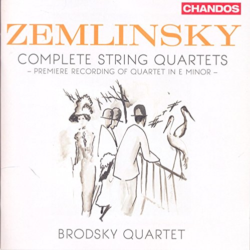 CD cover for Zemlinsky string quartets by Brodsky Quartet, sketched figures.