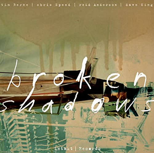 CD cover for "Broken Shadows" with abstract paint and boat imagery.