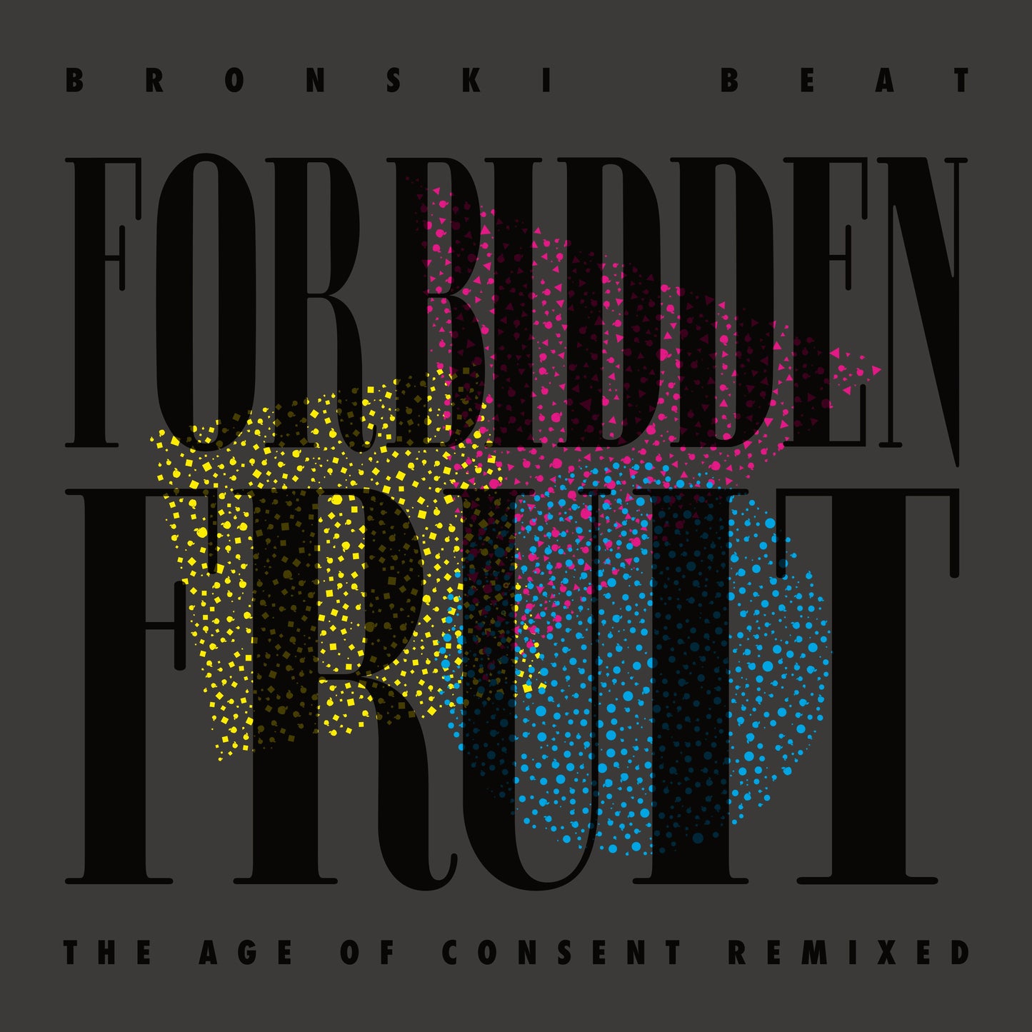 Bronski Beat “Forbidden Fruit Remixed” CD cover with colorful, fragmented text.