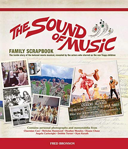 “The Sound of Music” scrapbook cover with cast photos and film stills.