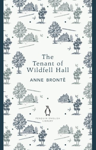 Book cover: "The Tenant of Wildfell Hall" by Anne Brontë, patterned background.