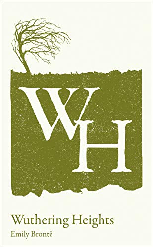 Book cover for Wuthering Heights by Emily Brontë featuring a windblown tree and WH letters.