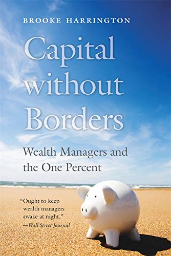 Book cover: “Capital without Borders” with a piggy bank on sand.