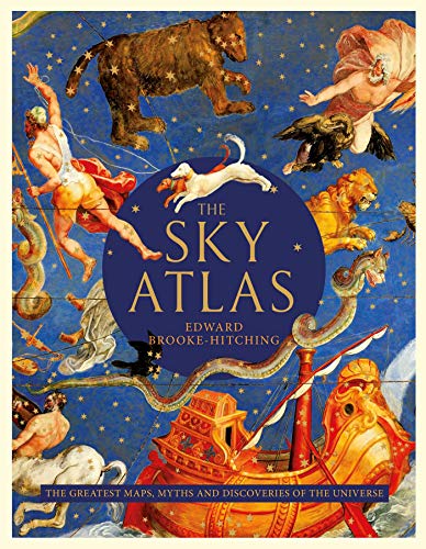 Book cover featuring vintage celestial illustrations of constellations, animals, and a ship on blue.
