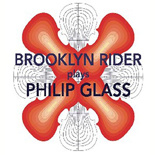 CD cover for Brooklyn Rider playing Philip Glass, abstract red design.