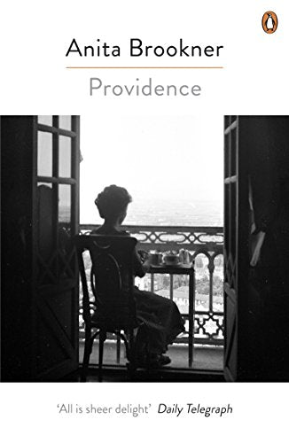 Book cover: woman looking out from a balcony, black and white.