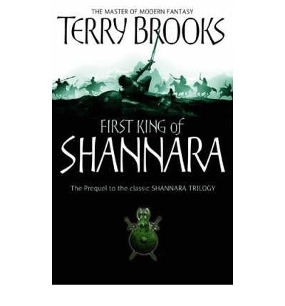 Book cover for The First King of Shannara by Terry Brooks with silhouette illustration.