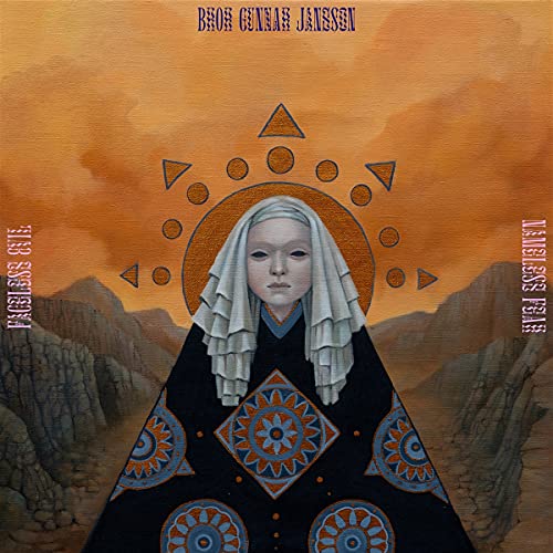 Album cover: veiled figure with geometric shapes and a desert landscape.