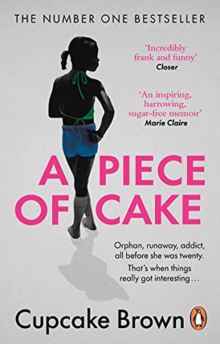 Book cover: “A Piece of Cake” by Cupcake Brown, featuring a woman’s silhouette.