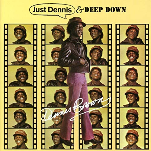 Album cover featuring Dennis Brown in a film strip layout against a yellow background.