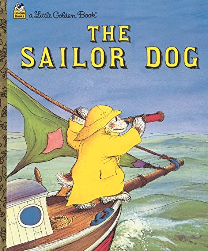 Dog in yellow raincoat sailing a small boat on the sea.