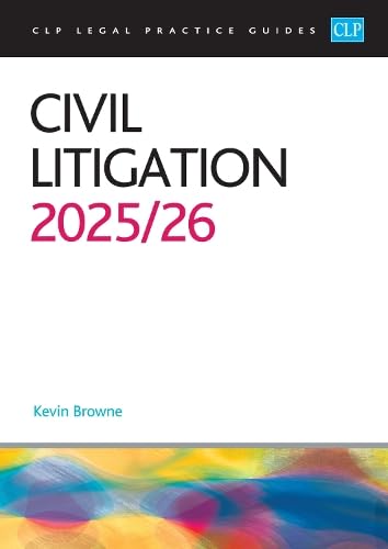 Book cover titled Civil Litigation 2025/26 by Kevin Browne with a colorful abstract bottom.