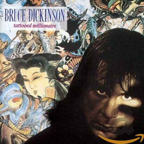 Bruce Dickinson album cover with colorful Japanese-style tattoos and portrait.