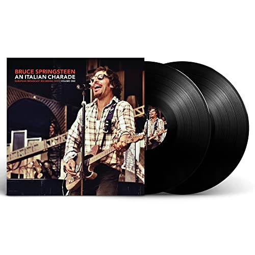Bruce Springsteen vinyl record: album cover and two black discs.