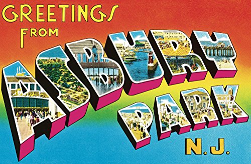 Vintage-style postcard image with “Greetings From Asbury Park, N.J.” text.