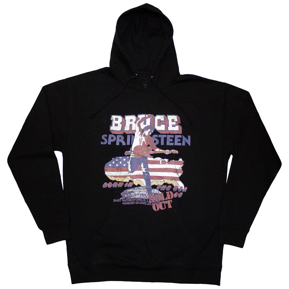 Medium gray hoodie featuring Bruce Springsteen’s “Born in the USA” 1985 album cover.