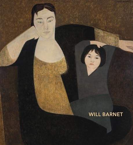 Painting of a woman and young child, simplified forms, muted tones.