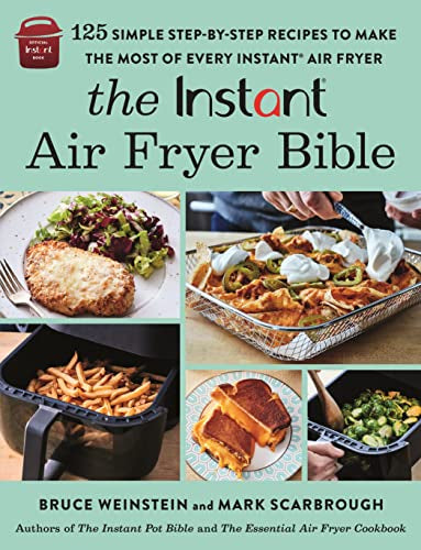Cookbook cover featuring air fryer recipes and prepared food images.