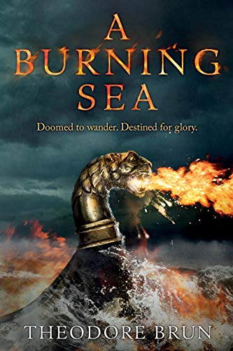 Book cover: fiery dragon head with flames, dark sea, and title text.