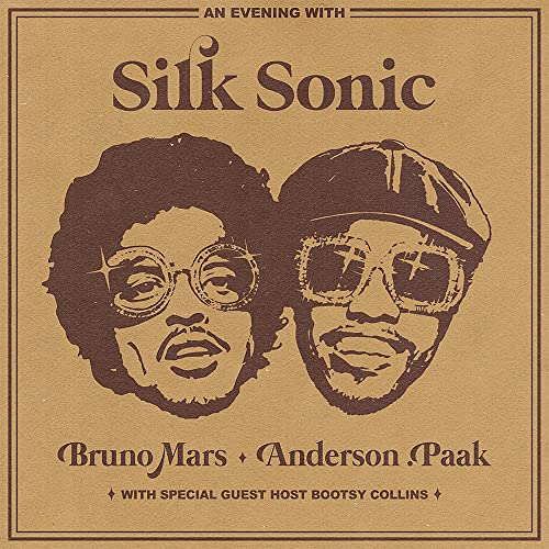 Silk Sonic CD cover featuring portraits of Bruno Mars and Anderson .Paak.
