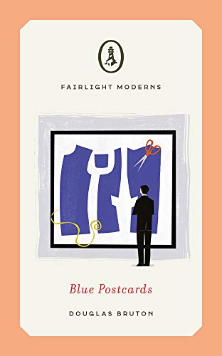 Book cover: blue abstract art with a man viewing it.