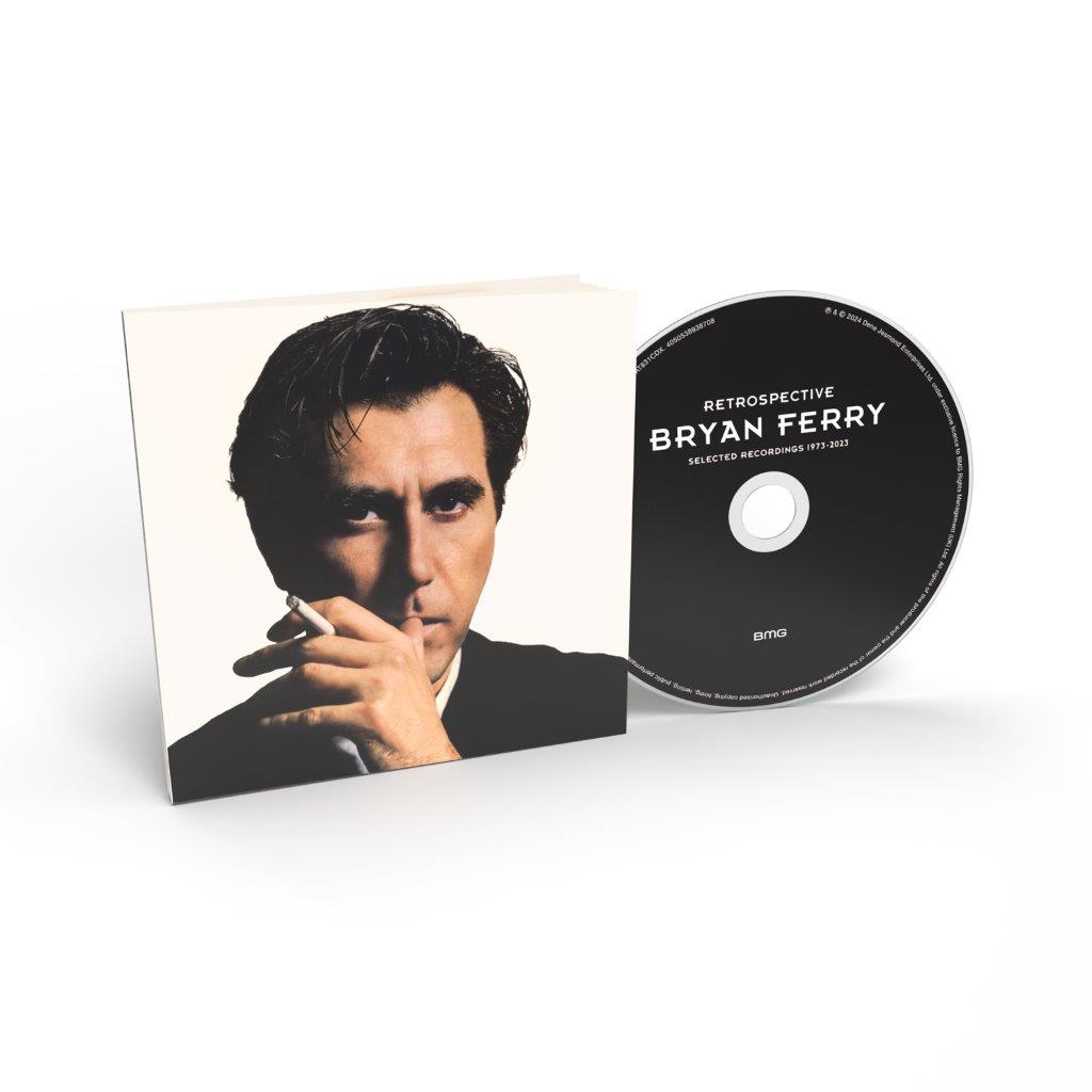 Bryan Ferry CD with black case and portrait of a man smoking.
