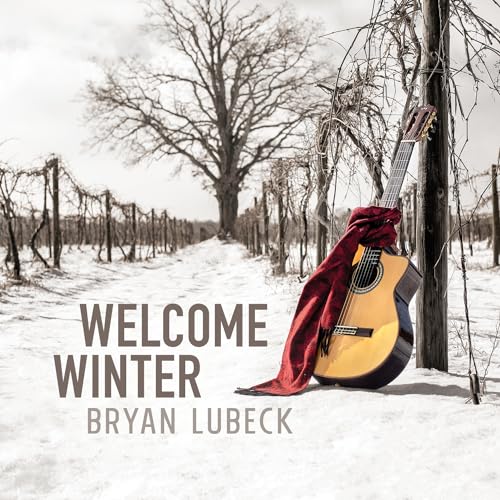CD cover: guitar with red scarf in a snowy winter landscape.