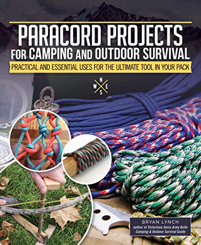Book cover titled Paracord Projects for Camping and Outdoor Survival showing various paracord ropes.