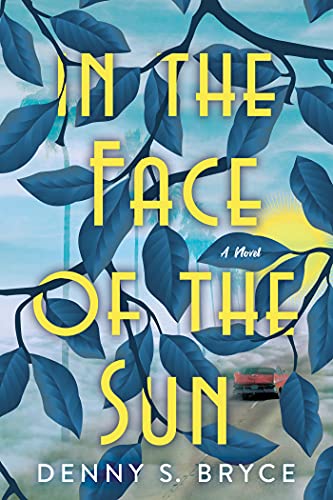 Book cover with yellow text over leaves, sun, and distant beach scene.
