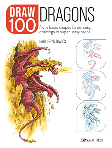 Book cover featuring a red dragon and drawing step examples.